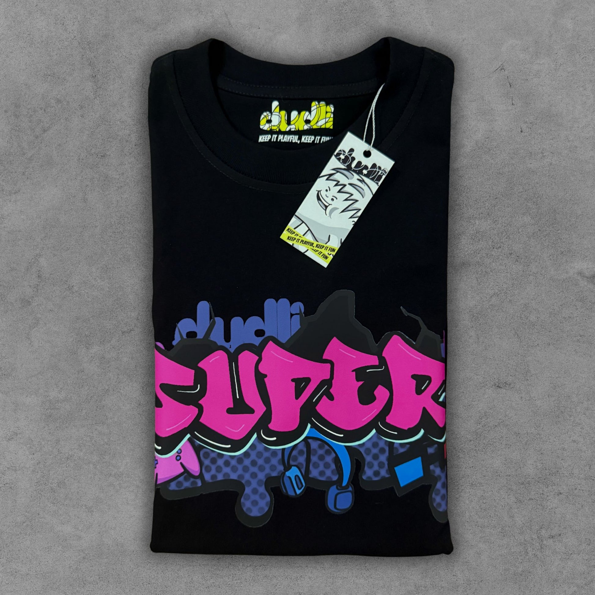 Dudli Playful Graphic Tshirts - Graffitti - SUPER - Bubble Gum - regular_fit oversized_fit
