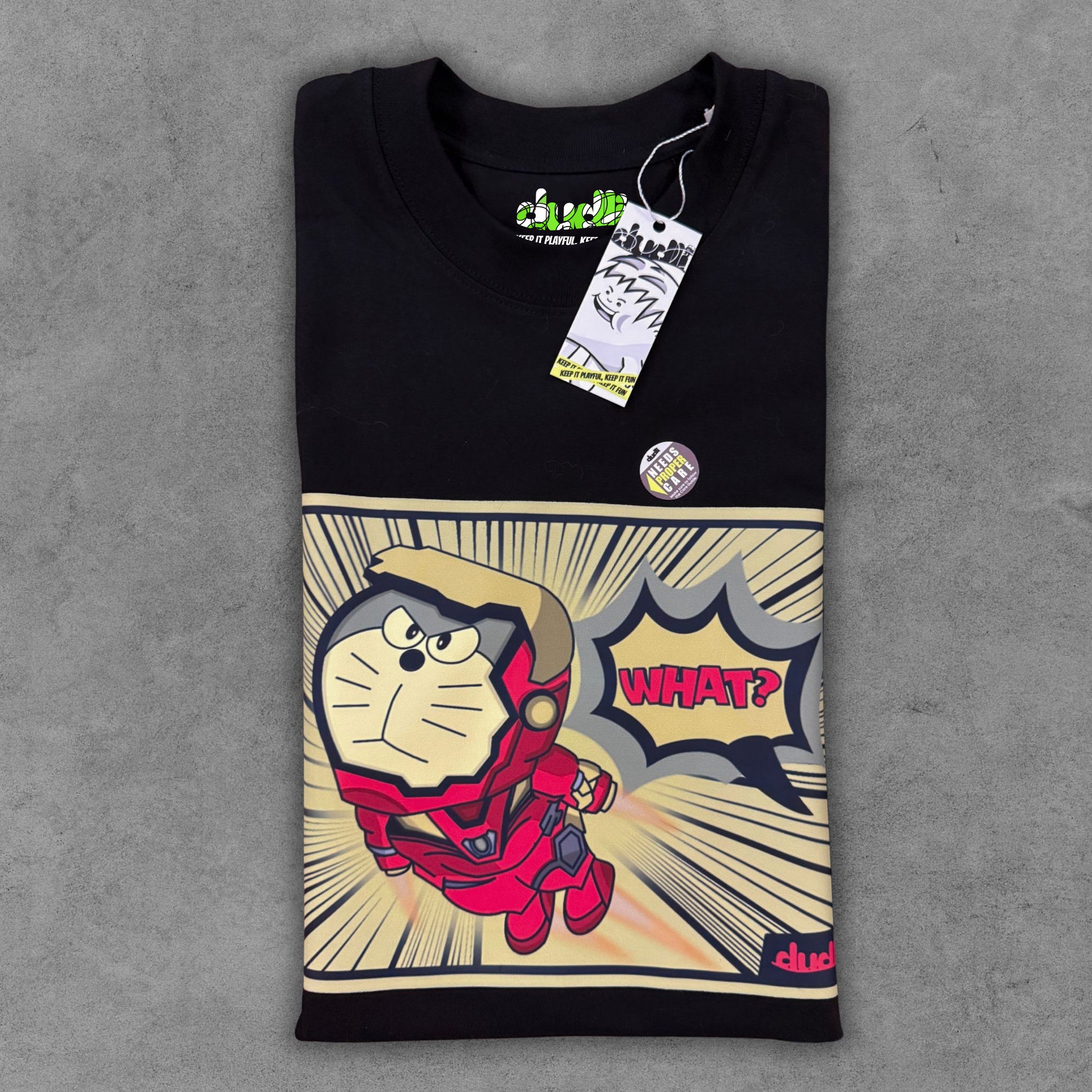 Dudli Playful Graphic Tshirts - Reimagined - What? - regular_fit - oversized_fit