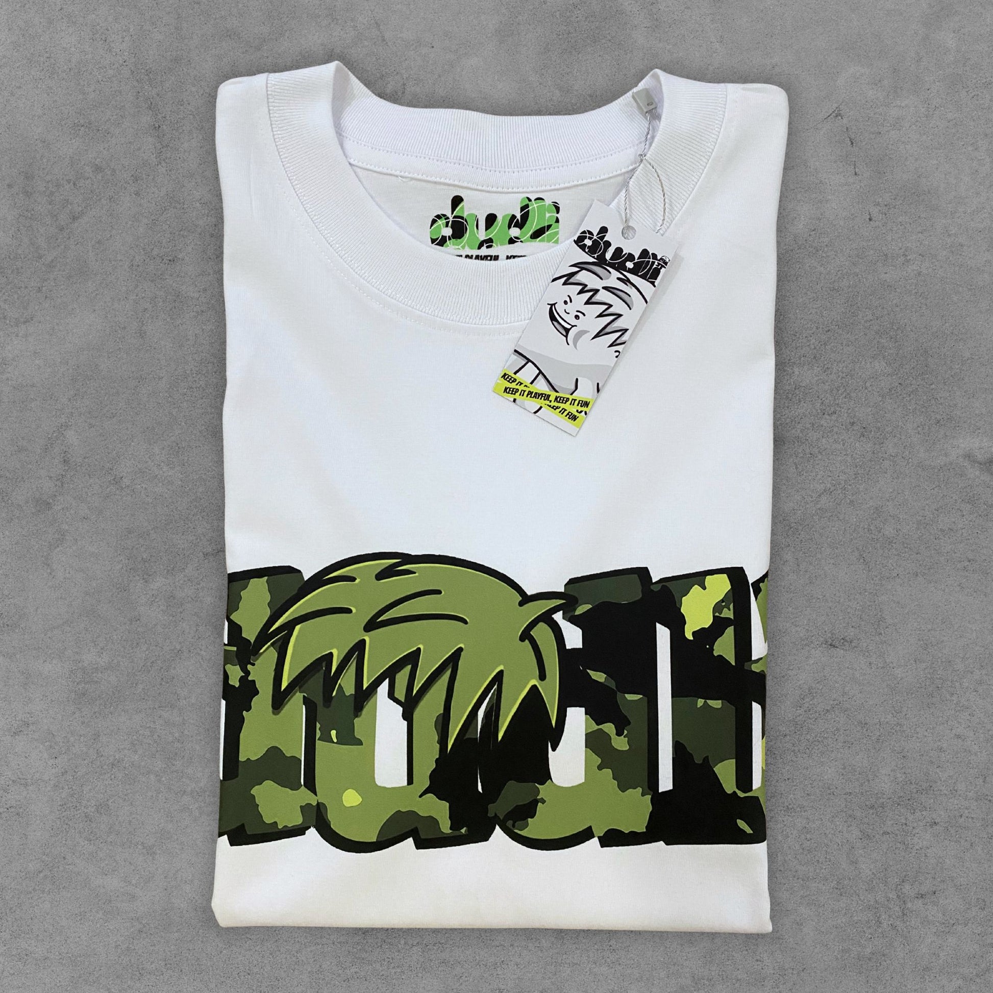 Dudli Playful Graphic Tshirts - Dudlify - DUDLI Camo - Moss - White - oversized_fit
