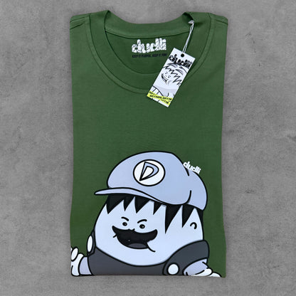 Dudli Playful Graphic Tshirts - Super Dot - Snow Screen | Moss - regular_fit