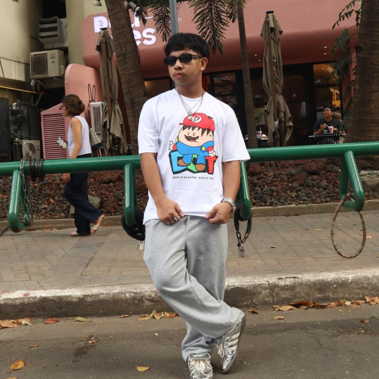 Dudli Playful Graphic T-shirts - Super Dot - White - oversized_fit