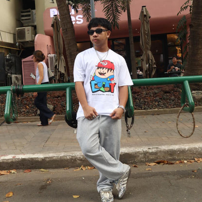 Dudli Playful Graphic T-shirts - Super Dot - White - oversized_fit