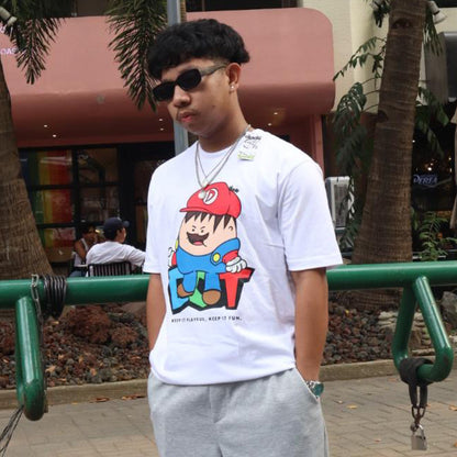 Dudli Playful Graphic T-shirts - Super Dot - White - oversized_fit