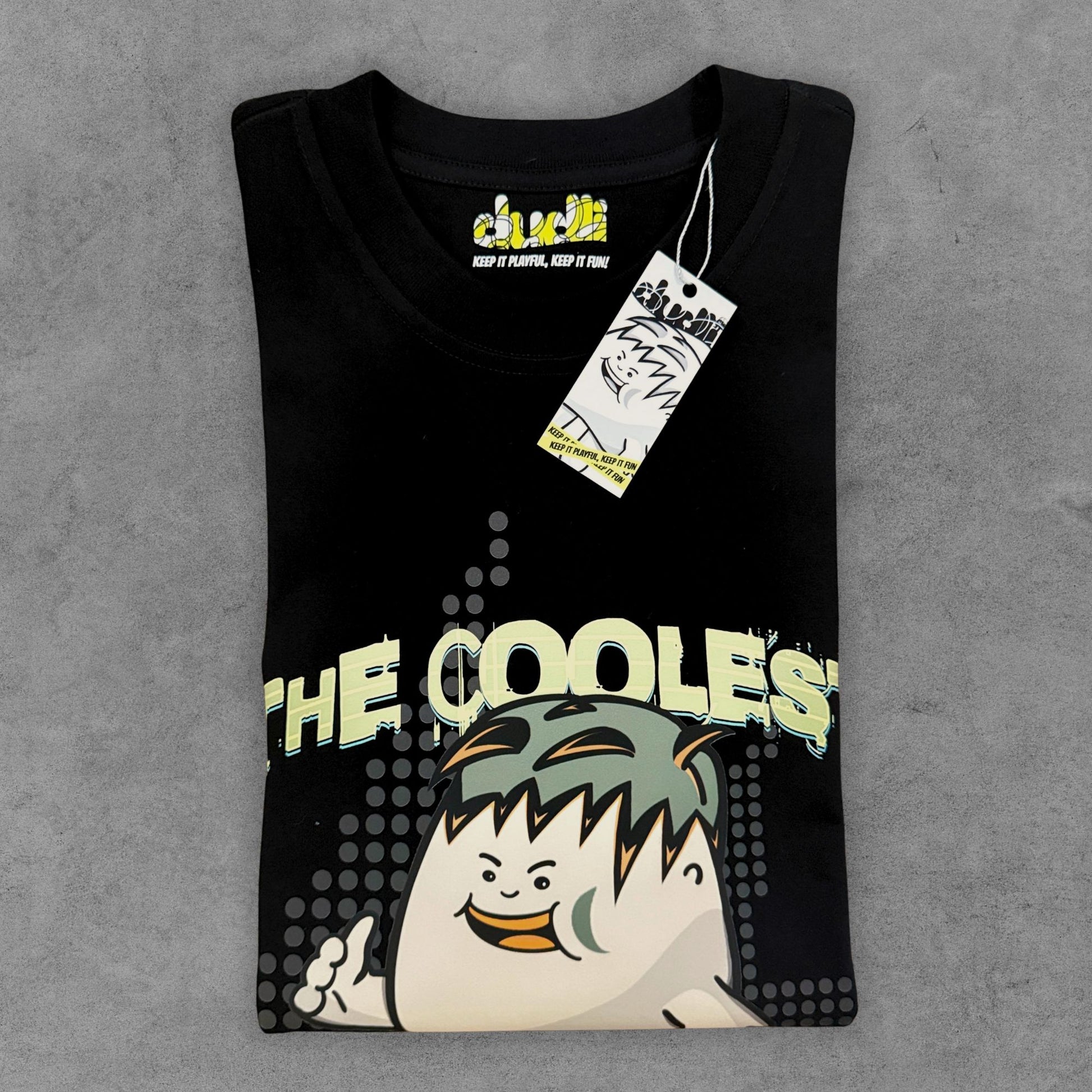 Dudli Playful Graphic Tshirts - The Coolest Dot - Electric Lime - regular_fit oversized_fit