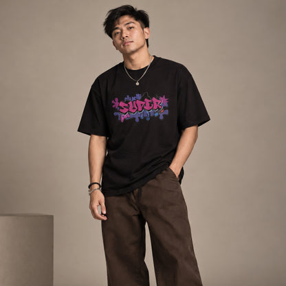 Dudli Playful Graphic Tshirts - Graffitti - SUPER - Bubble Gum - regular_fit oversized_fit