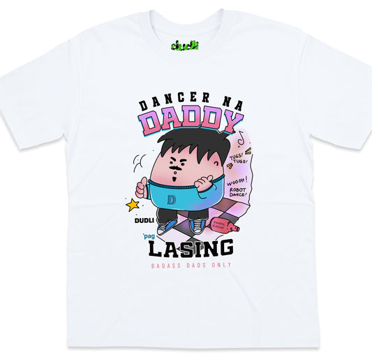 Dudli Playful Graphic Tees - Dancer Dad - Badass Dads ONLY - white - oversized_fit