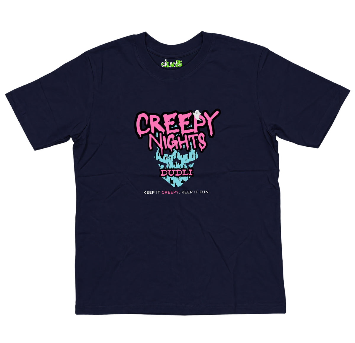 Dudli Graphic Tees Creepy Nights - Navy - oversized_fit