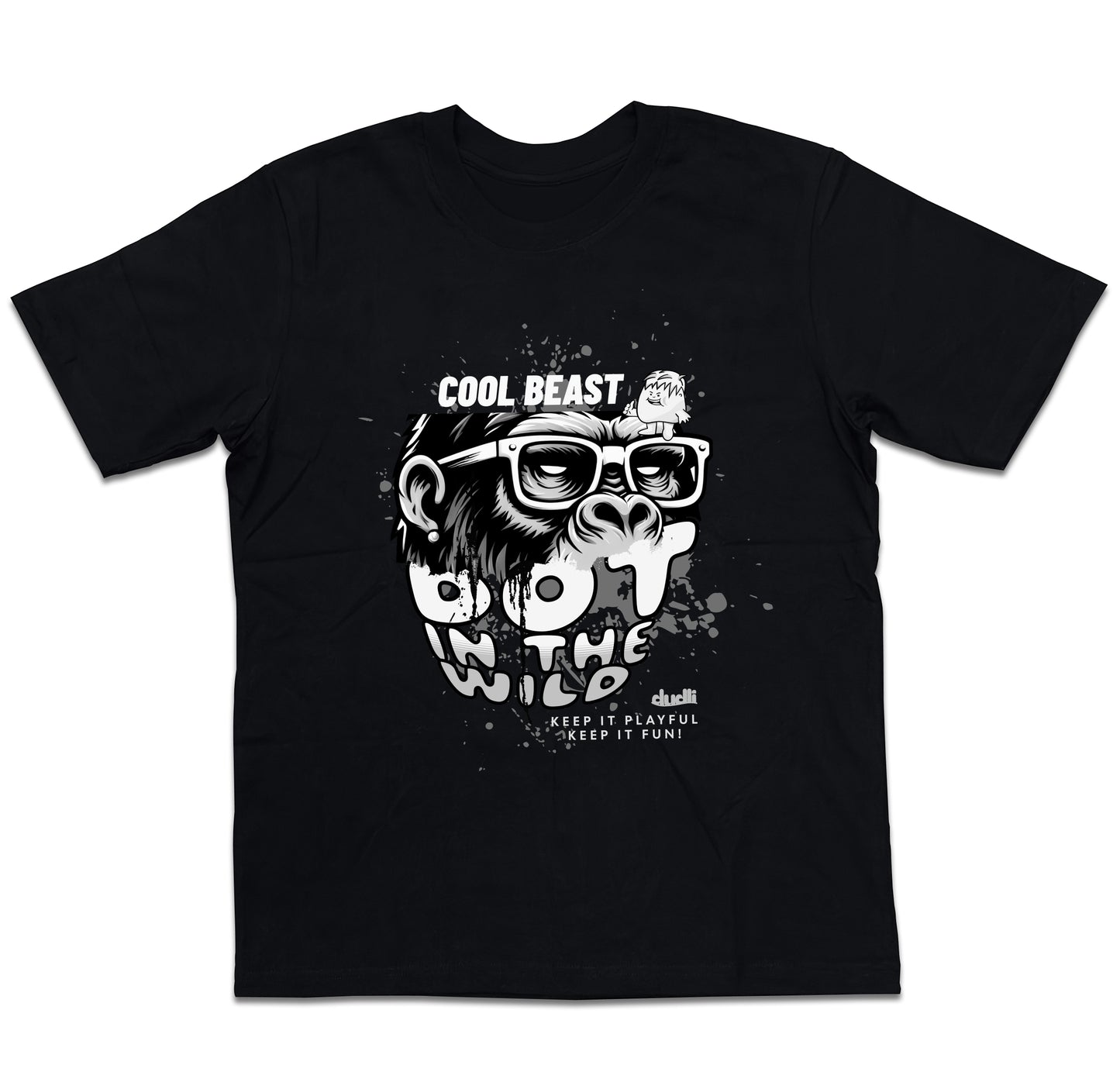 Dudli Graphic Tees Cool Beast Mono - Black - oversized_fit