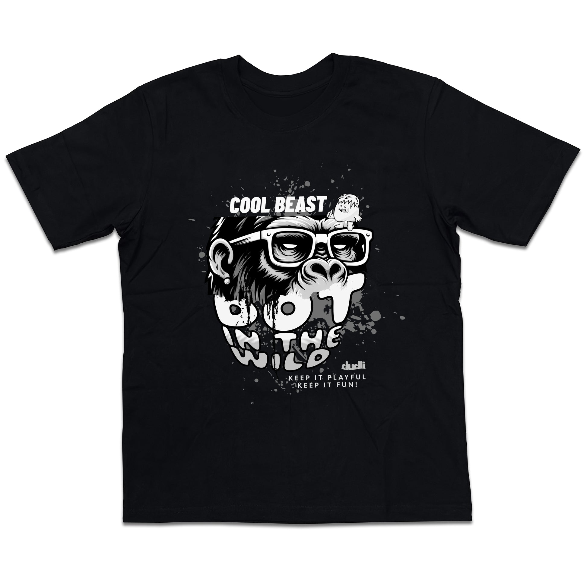 Dudli Graphic Tees Cool Beast Mono - Black - oversized_fit