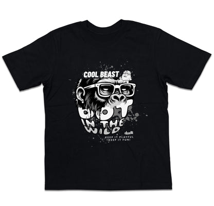 Dudli Graphic Tees Cool Beast Mono - Black - oversized_fit