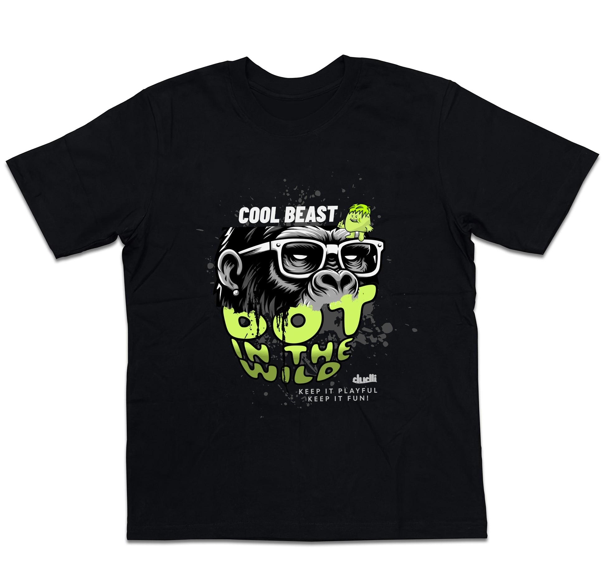 Dudli Graphic Tees Cool Beast Neon - Black - oversized_fit