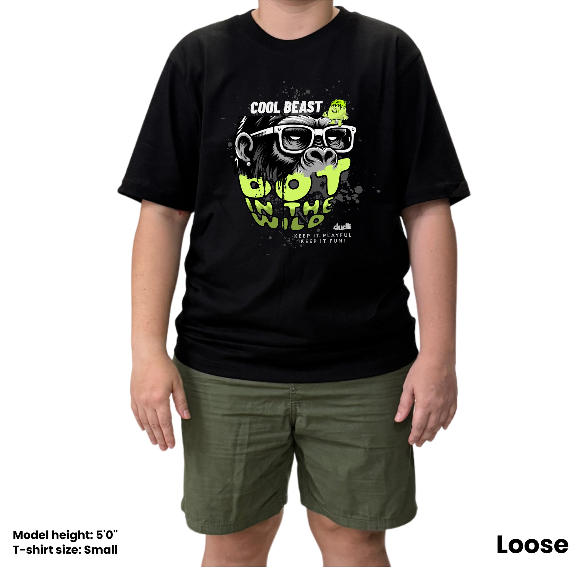 Dudli Graphic Tees Cool Beast Neon - Black - oversized_fit