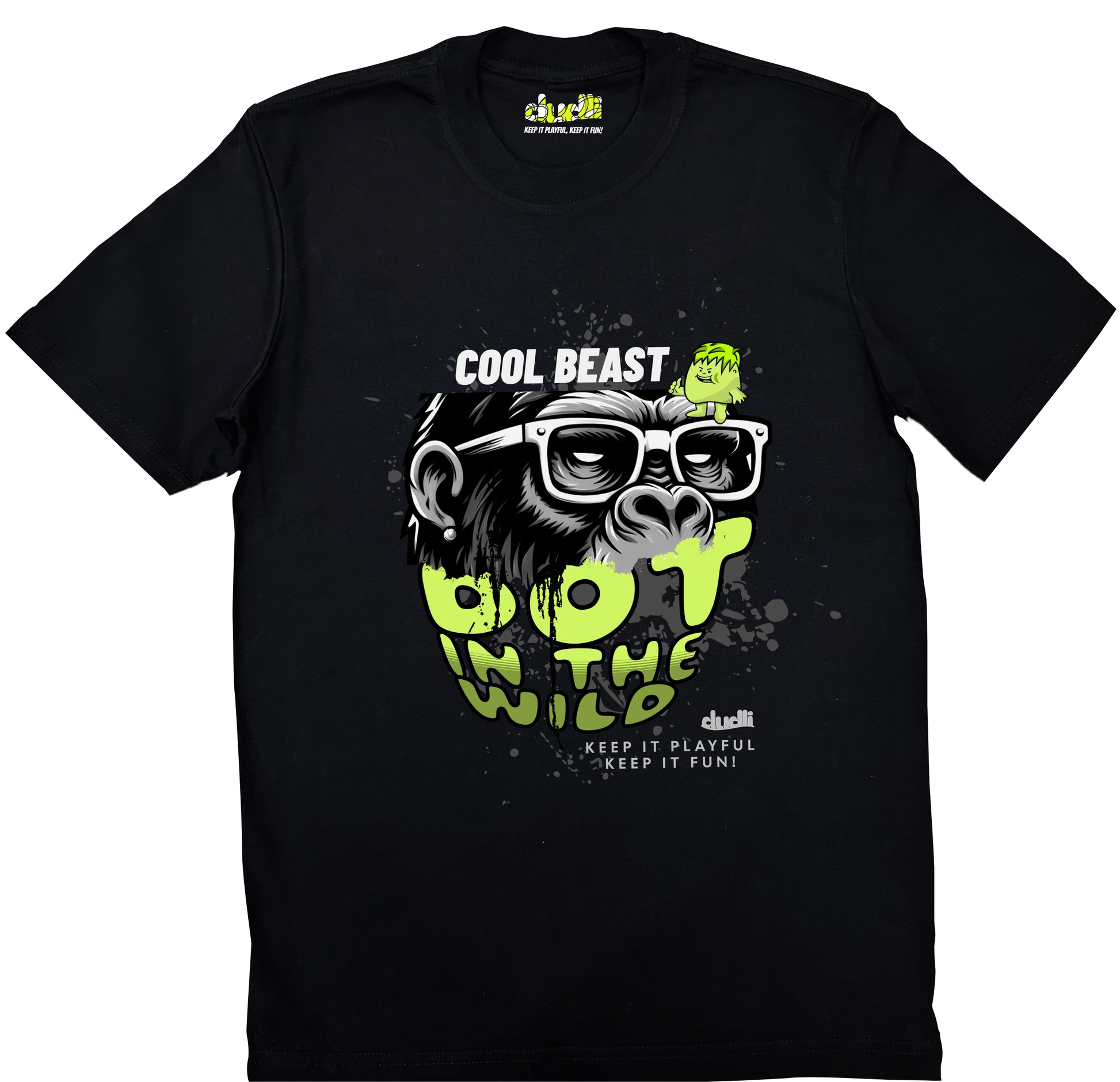 Dudli Graphic Tees Cool Beast Neon - Black - regular_fit