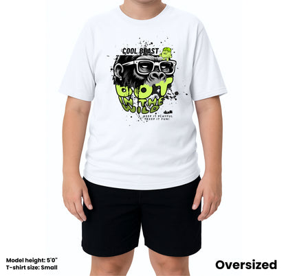 Dudli Graphic Tees Cool Beast Neon - White - oversized_fit