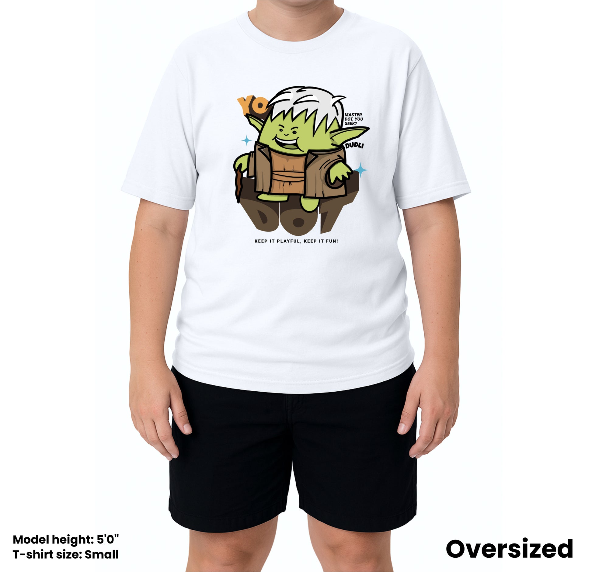 Dudli Graphic Tees YoDot - White - oversized_fit