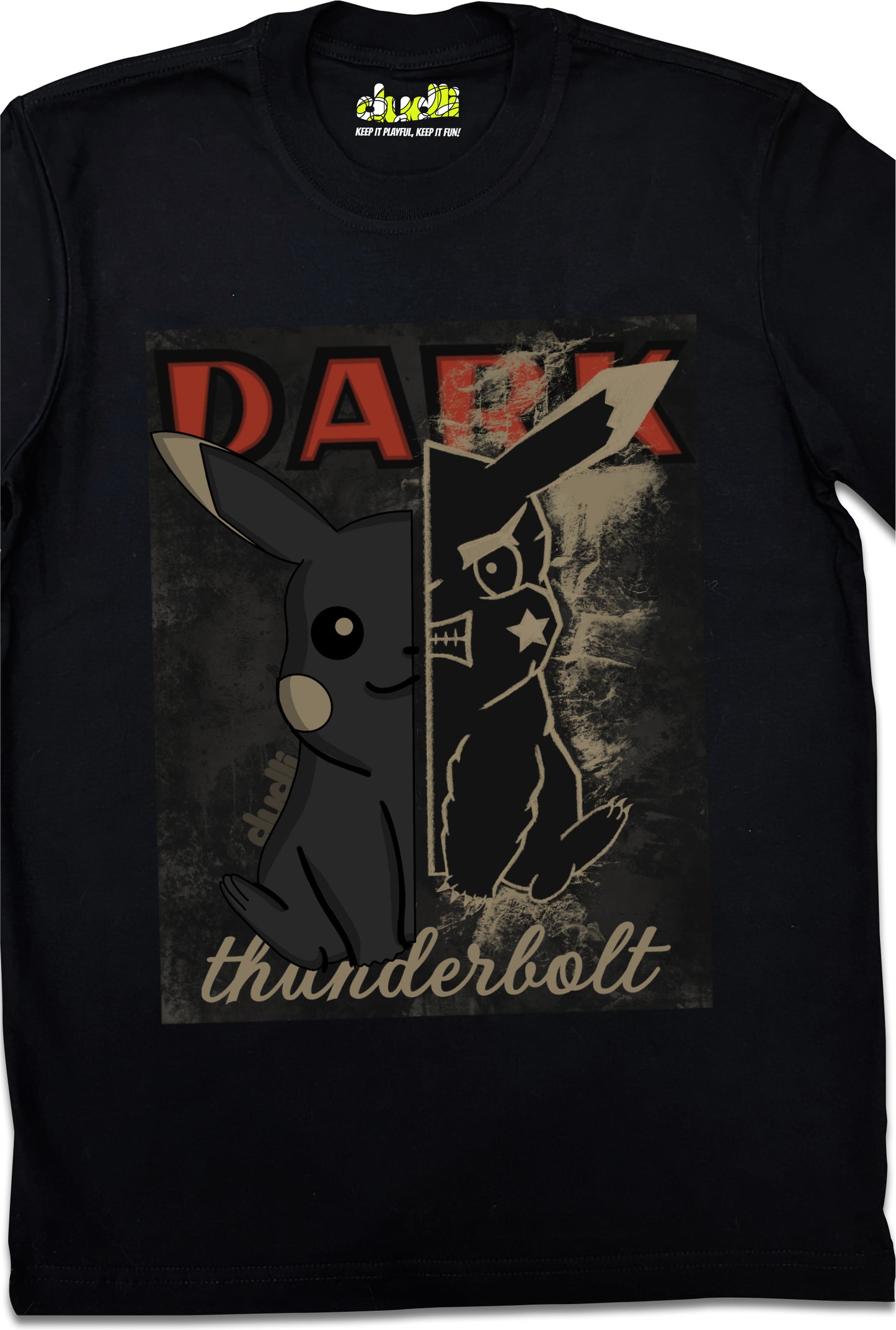 Dudli Playful Graphic Tshirts - Dark - Dark Thunderbolt - Flare - product_card