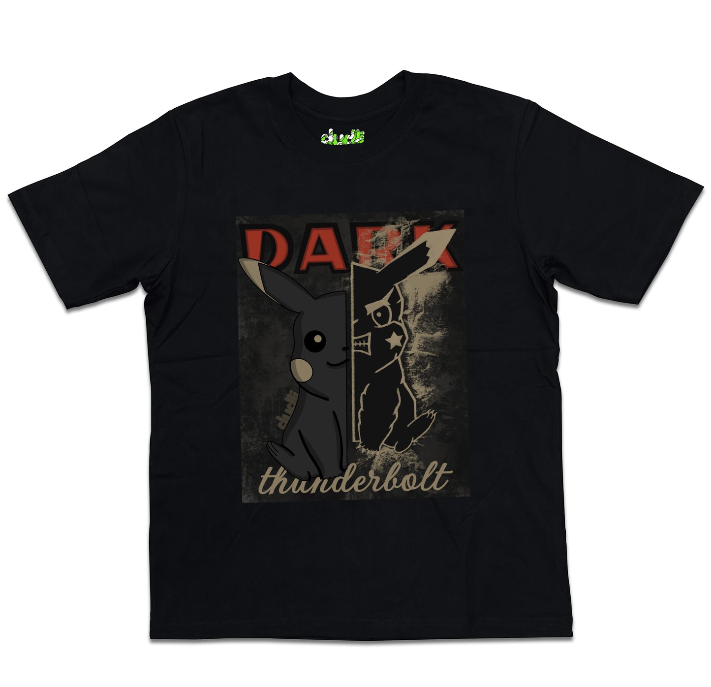 Dudli Playful Graphic Tshirts - Dark - Dark Thunderbolt - Flare - oversized_fit