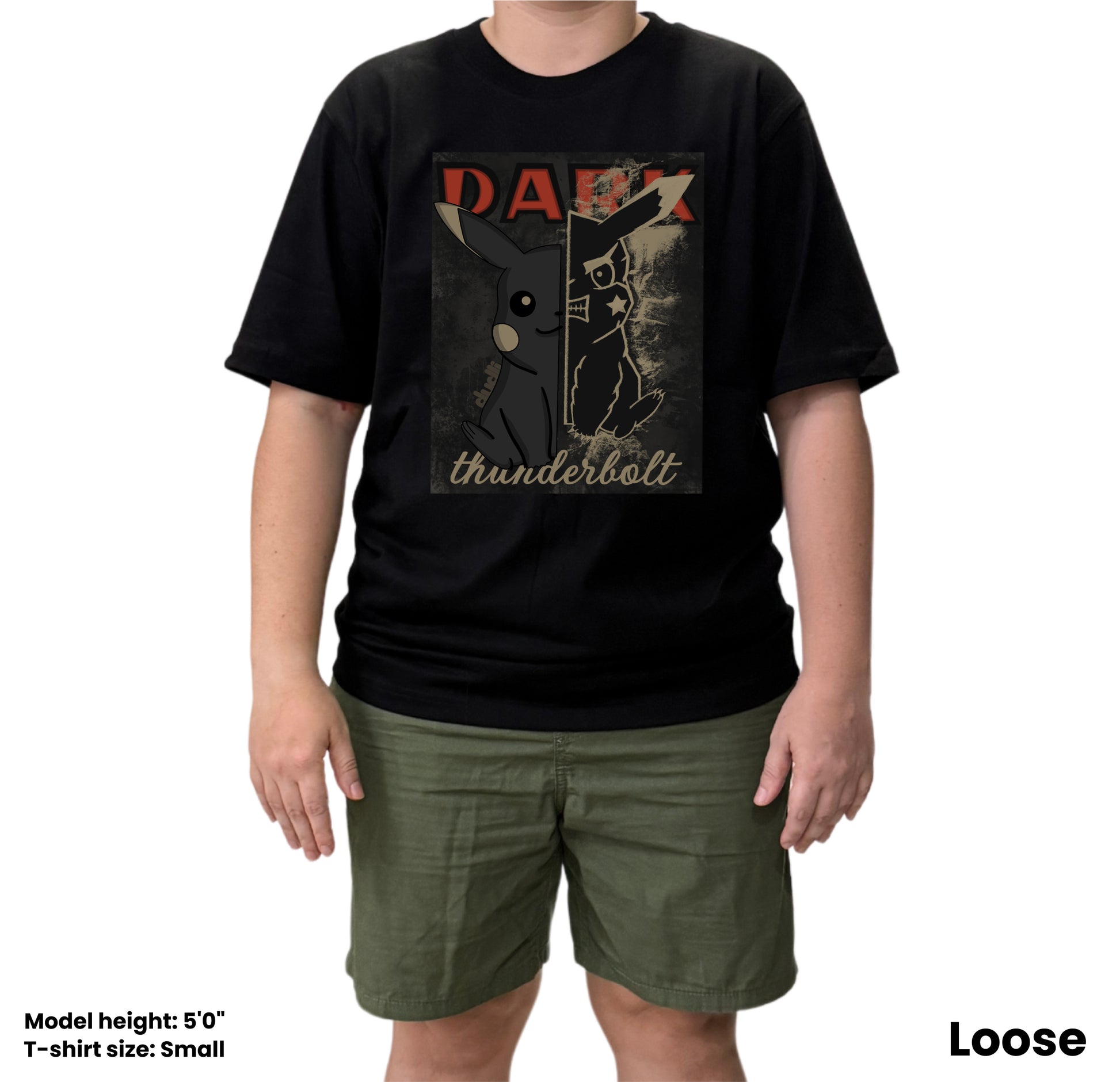 Dudli Playful Graphic Tshirts - Dark - Dark Thunderbolt - Flare - oversized_fit