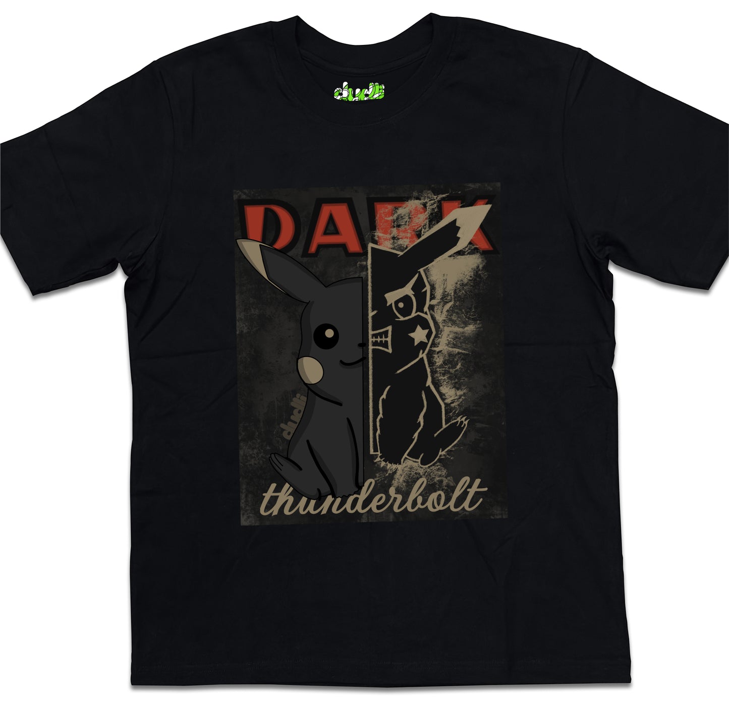 Dudli Playful Graphic Tshirts - Dark - Dark Thunderbolt - Flare - oversized_fit