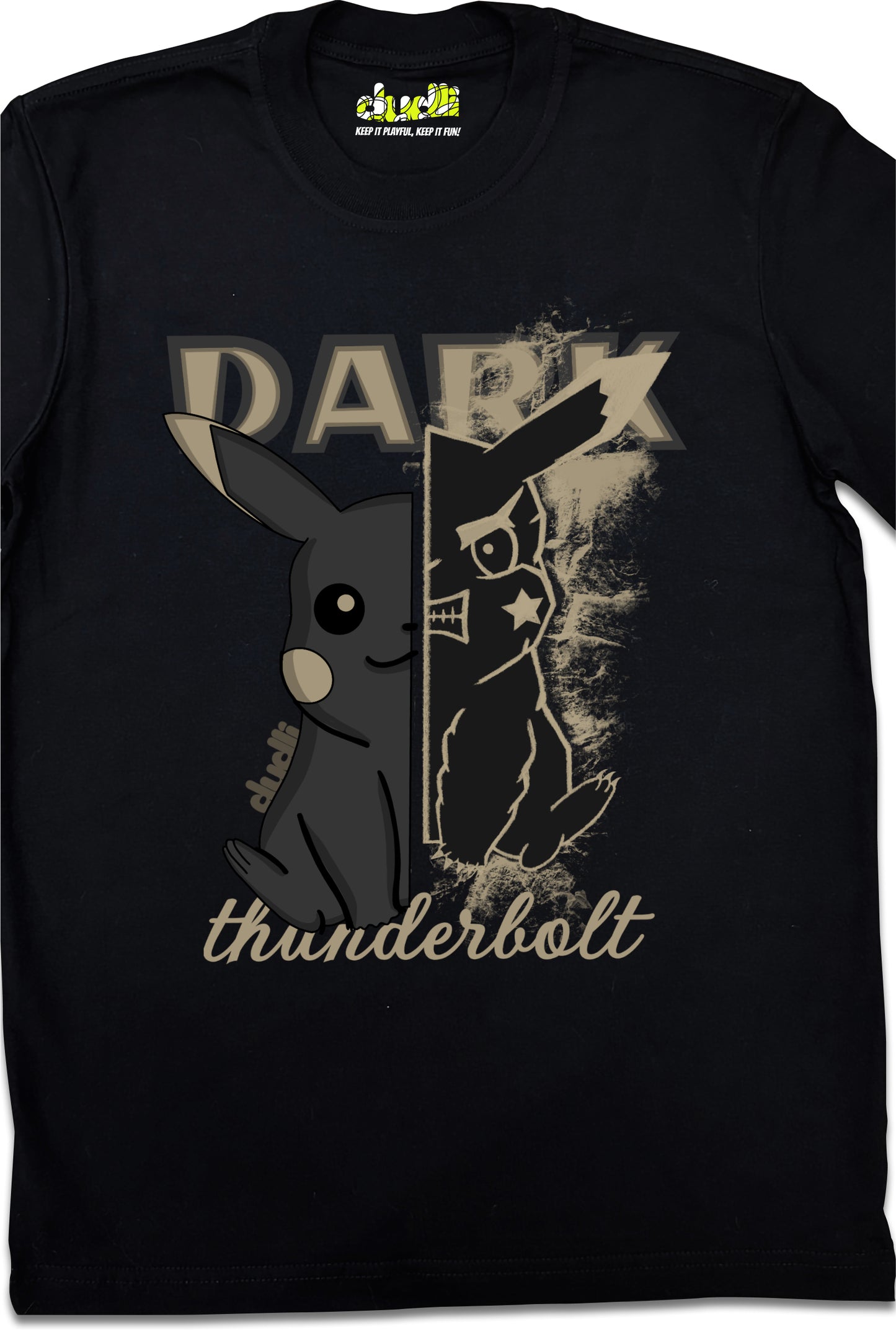 Dudli Playful Graphic Tshirts - Dark - Dark Thunderbolt - Shadow - product_card