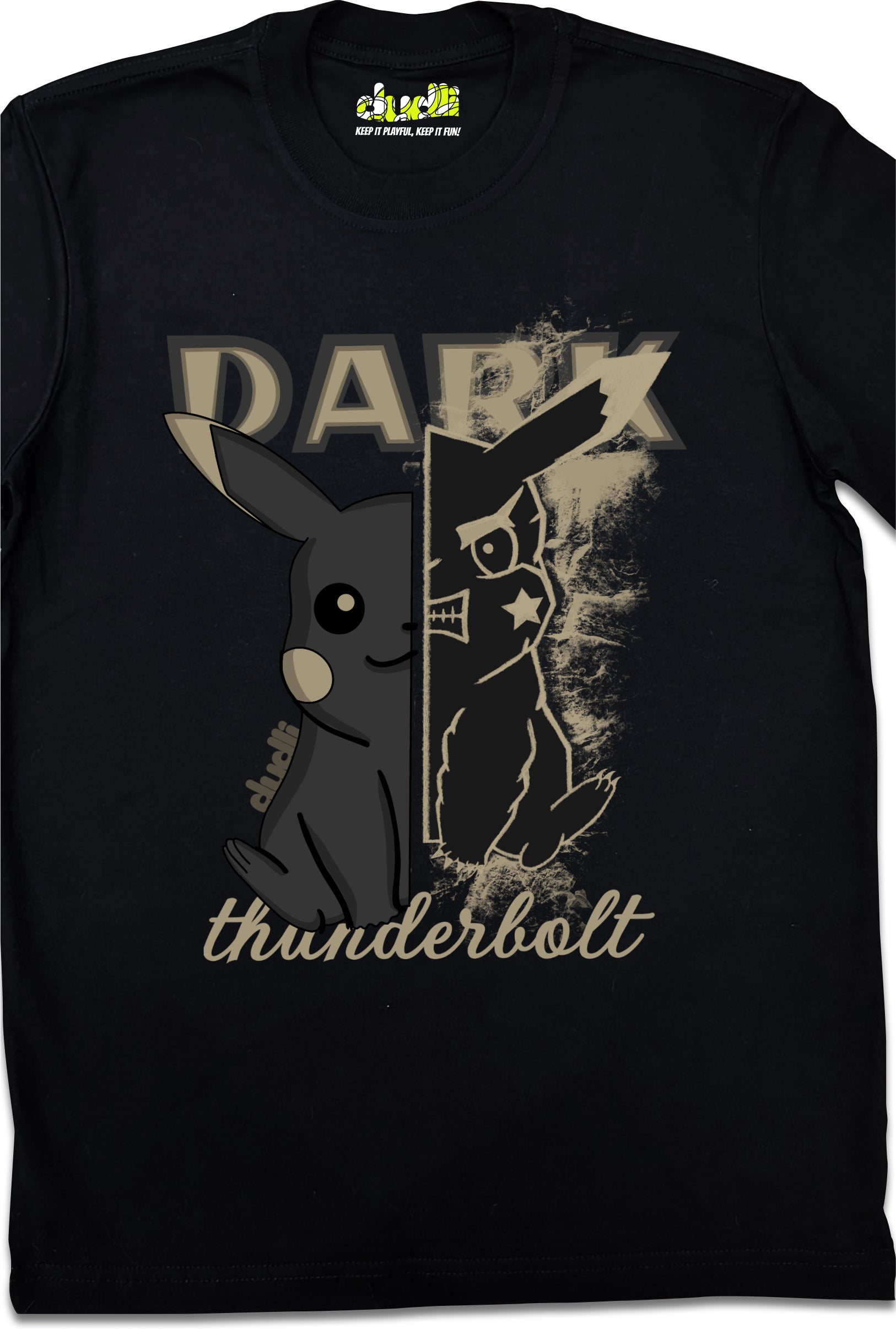 Dudli Playful Graphic Tshirts - Dark - Dark Thunderbolt - Shadow - product_card