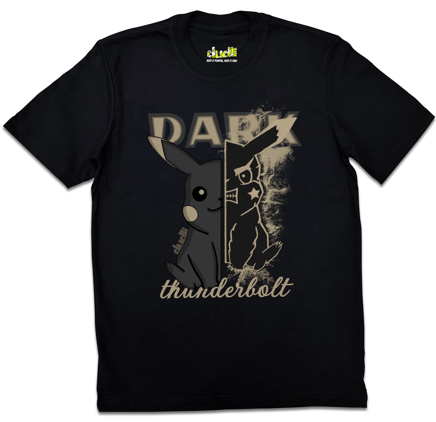 Dudli Playful Graphic Tshirts - Dark - Dark Thunderbolt - Shadow - regular_fit