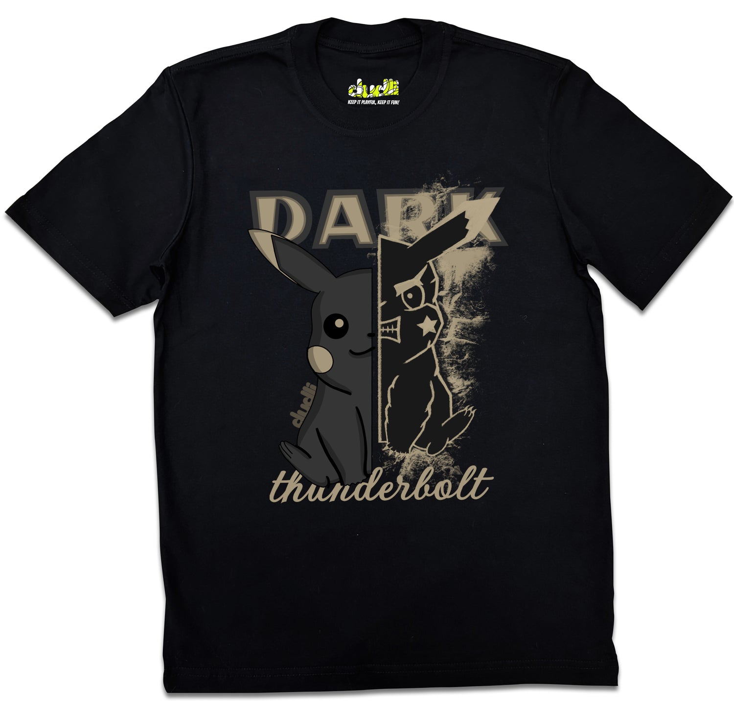 Dudli Playful Graphic Tshirts - Dark - Dark Thunderbolt - Shadow - regular_fit