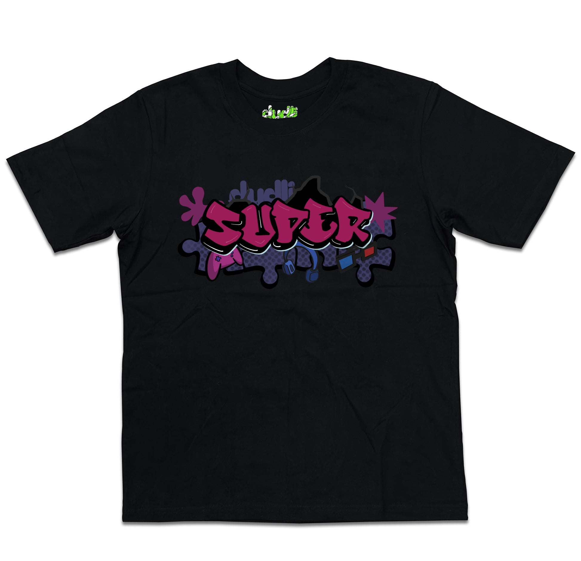 Dudli Playful Graphic Tshirts - Graffitti - SUPER - Bubble Gum - oversized_fit
