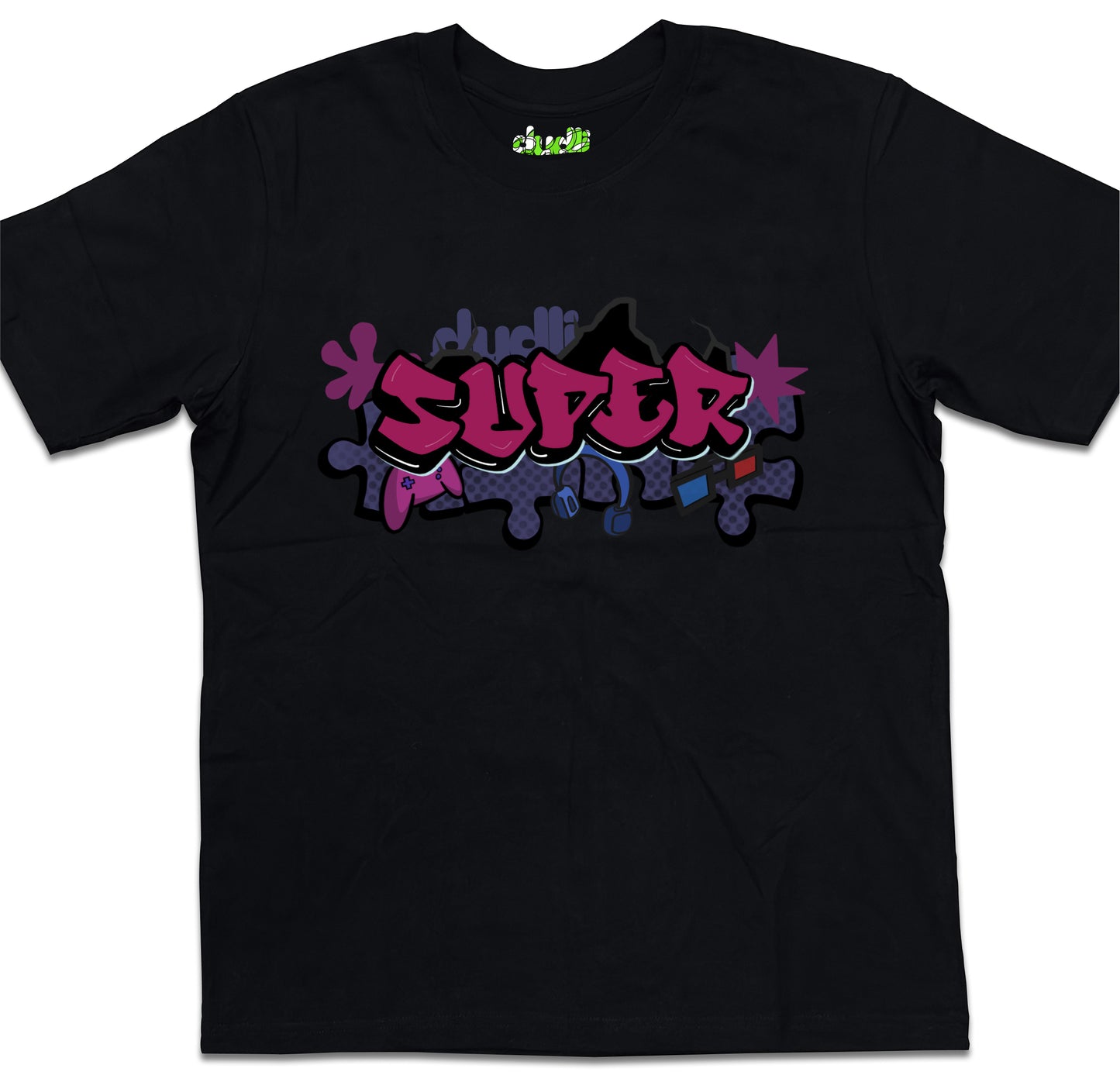 Dudli Playful Graphic Tshirts - Graffitti - SUPER - Bubble Gum - oversized_fit