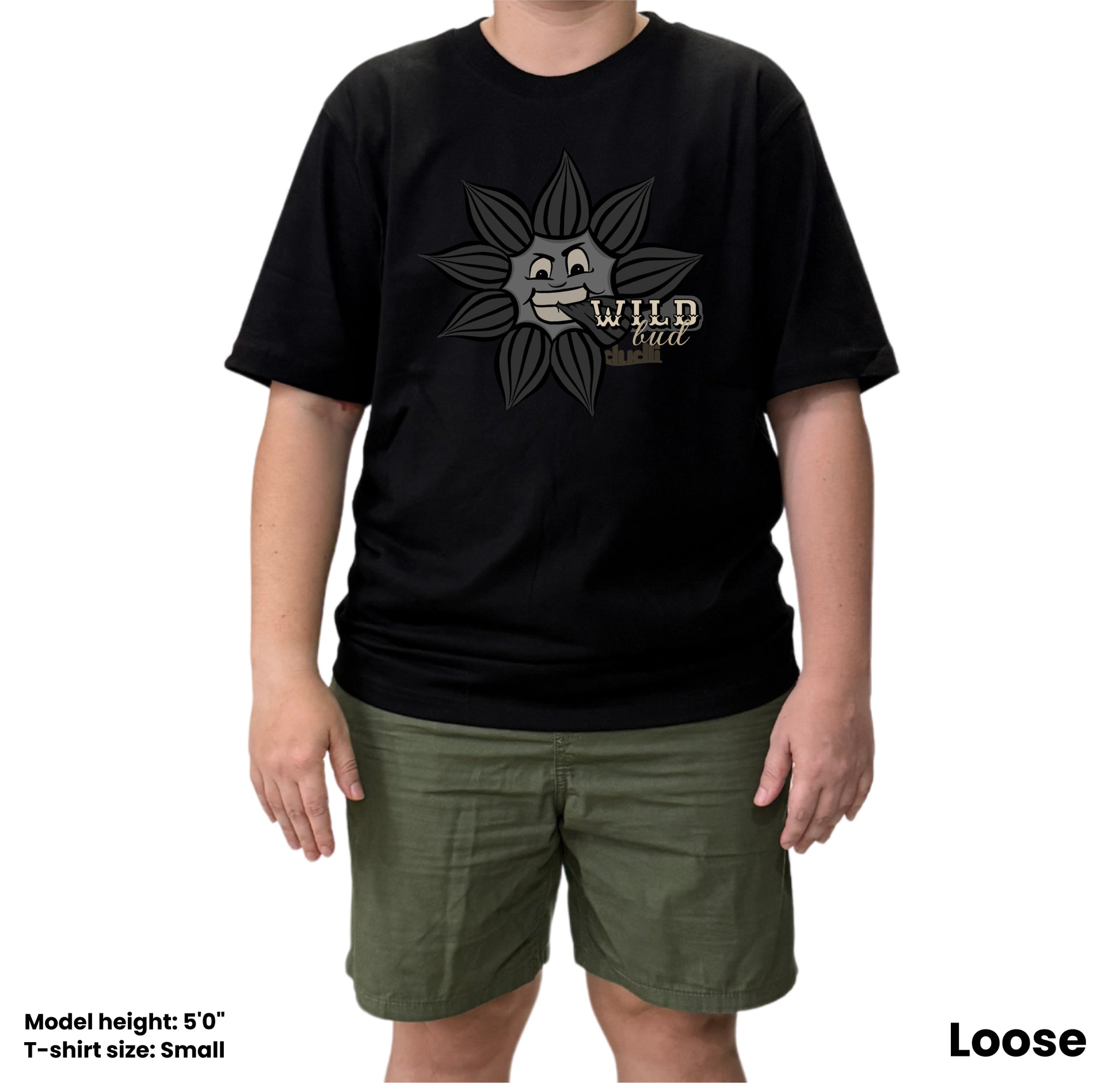 Dudli Playful Graphic Tshirts - Dark - Wild Bud - oversized_fit
