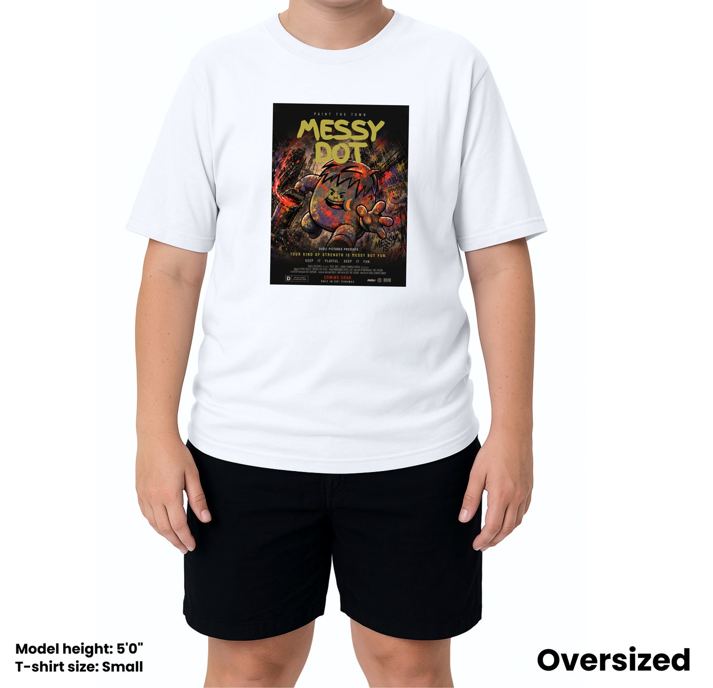 Messy Dot Movie - White - oversized_fit