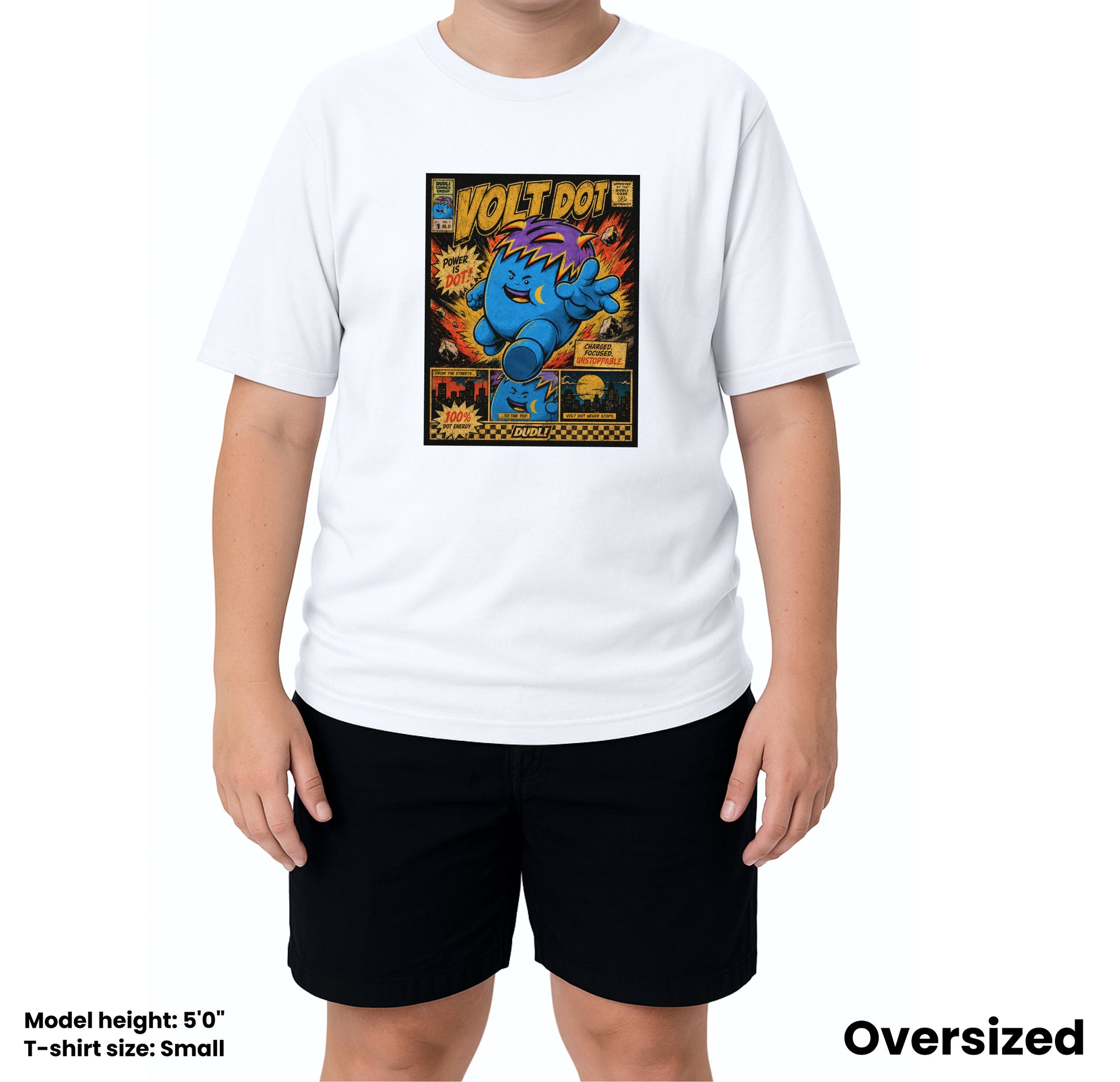 Volt Dot Comics - White oversized_fit