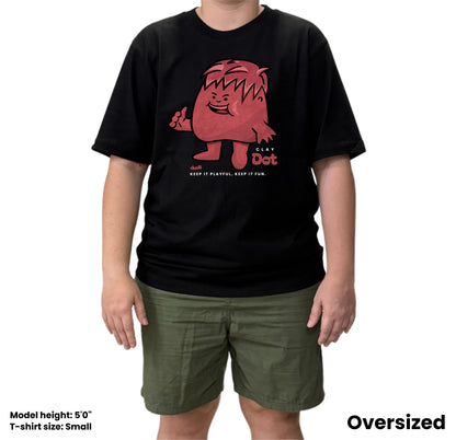 Dudli Playful Graphic Tshirts - Dot Lab Clay Dot - Black - oversized_fit