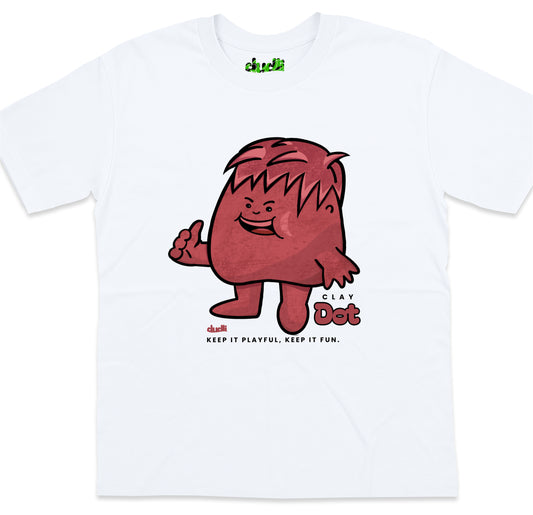 Dudli Playful Graphic Tshirts - Dot Lab Clay Dot - White - oversized_fit