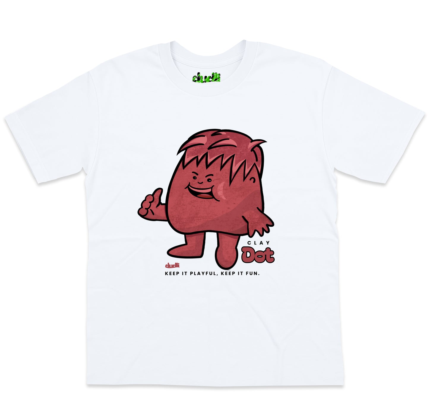 Dudli Playful Graphic Tshirts - Dot Lab Clay Dot - White - oversized_fit
