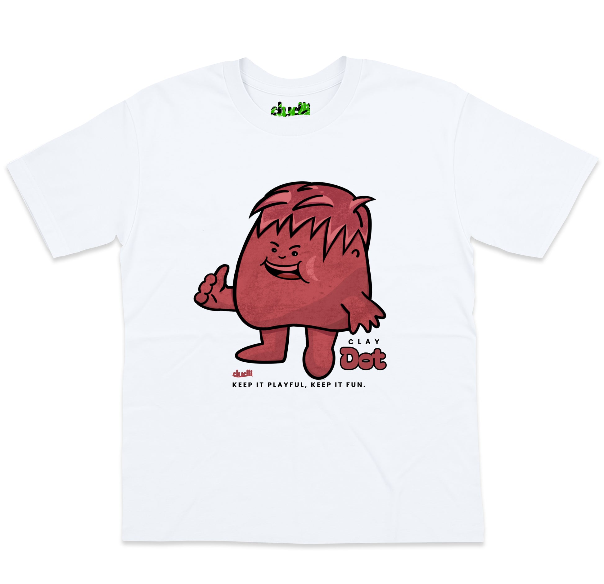 Dudli Playful Graphic Tshirts - Dot Lab Clay Dot - White - oversized_fit