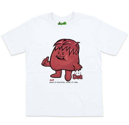 Dudli Playful Graphic Tshirts - Dot Lab Clay Dot - White - oversized_fit