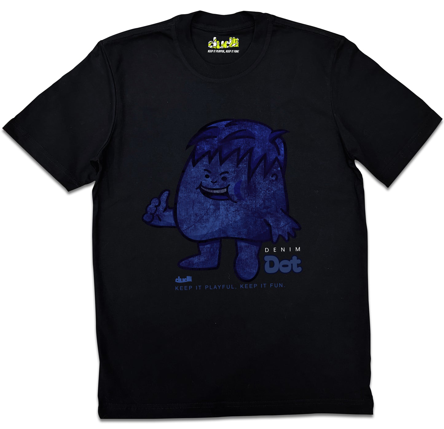 Dudli Playful Graphic Tshirts - Denim Dot - Dot Lab - regular_fit