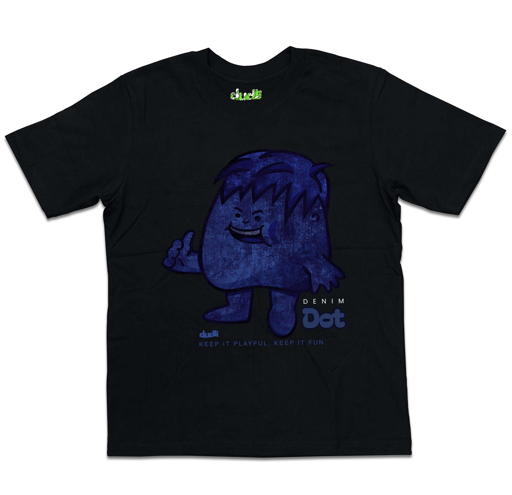 Dudli Playful Graphic Tshirts - Denim Dot - Dot Lab - oversized_fit