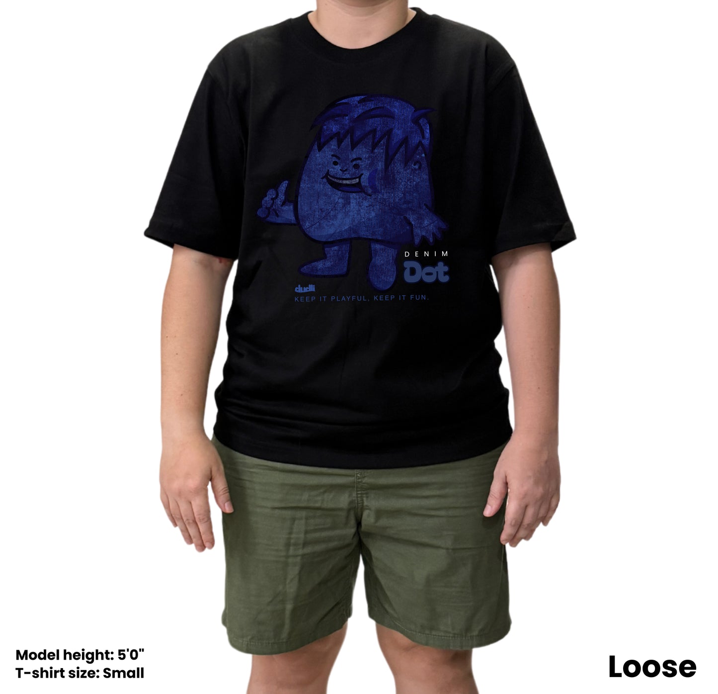 Dudli Playful Graphic Tshirts - Denim Dot - Dot Lab - oversized_fit
