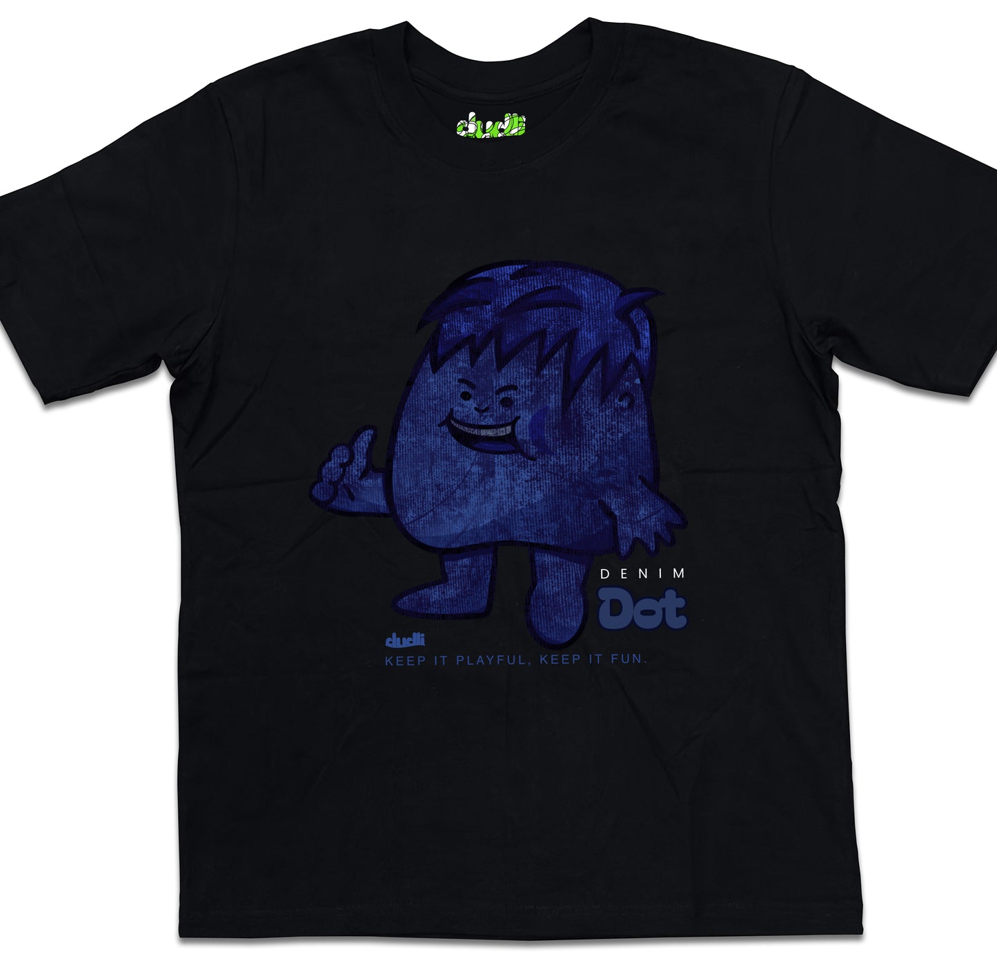 Dudli Playful Graphic Tshirts - Denim Dot - Dot Lab - oversized_fit