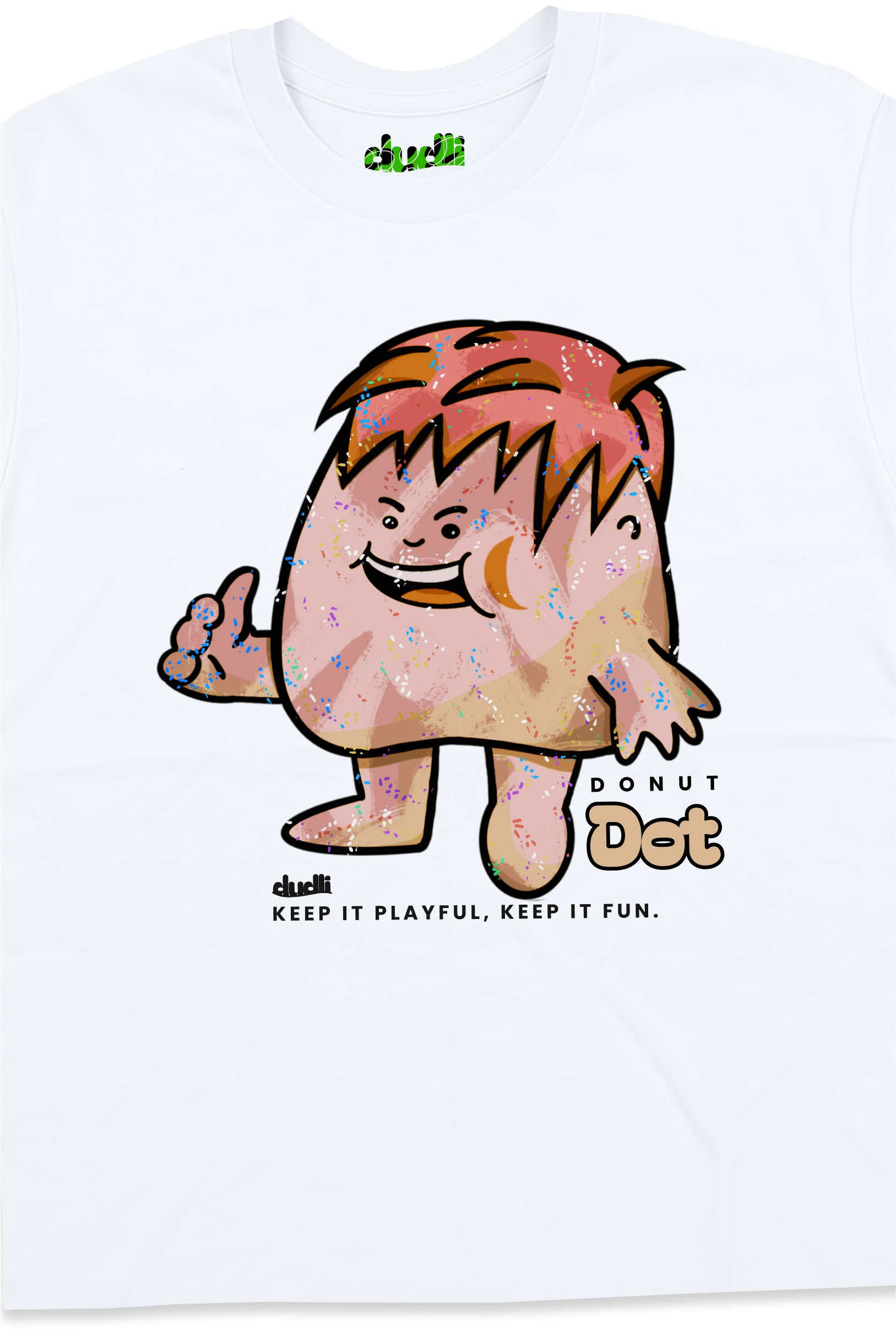 Dudli Playful Graphic Tshirts - Dot Lab - Donut Dot - White - product_card