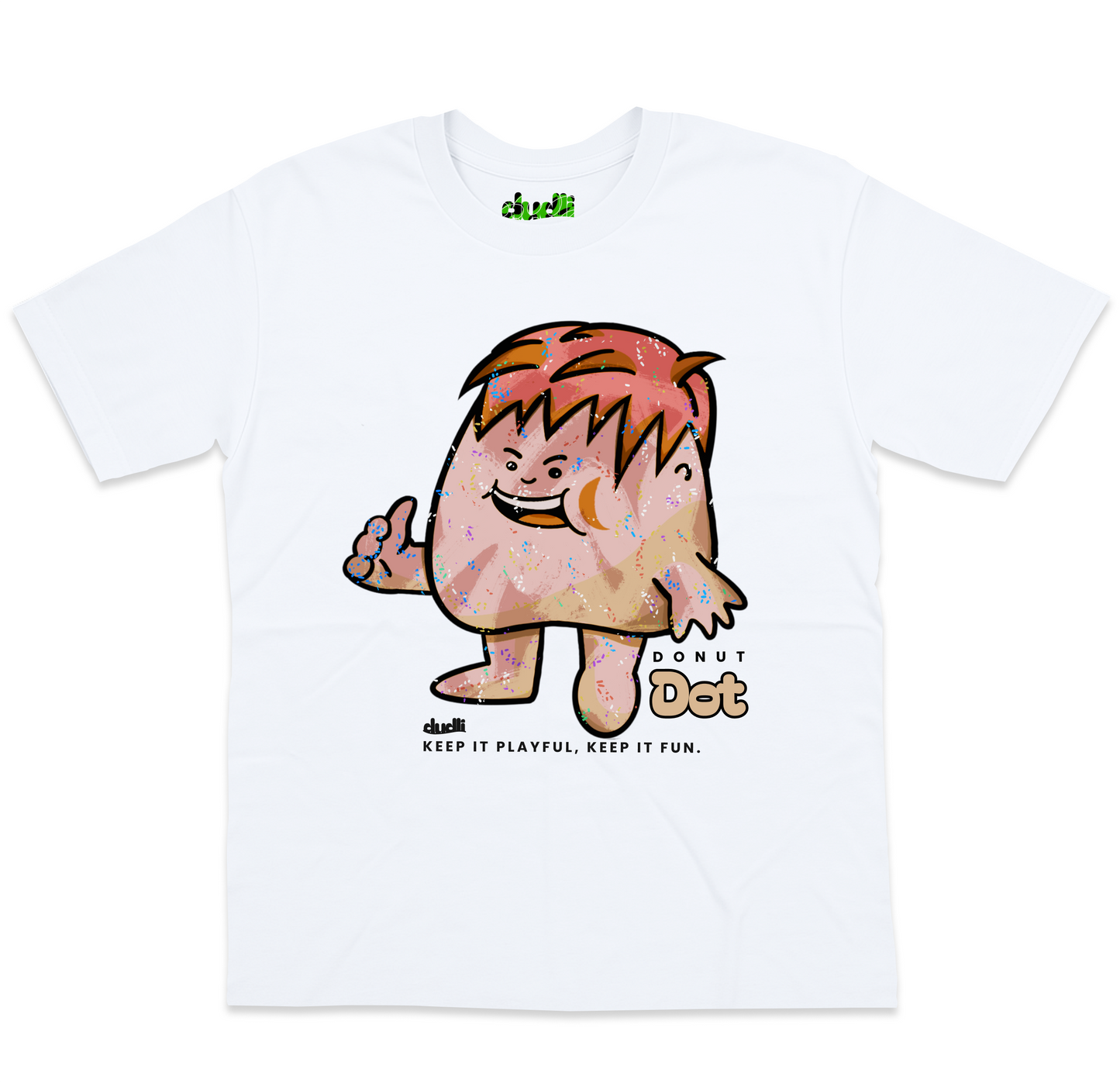 Dudli Playful Graphic Tshirts - Dot Lab - Donut Dot - White - oversized_fit