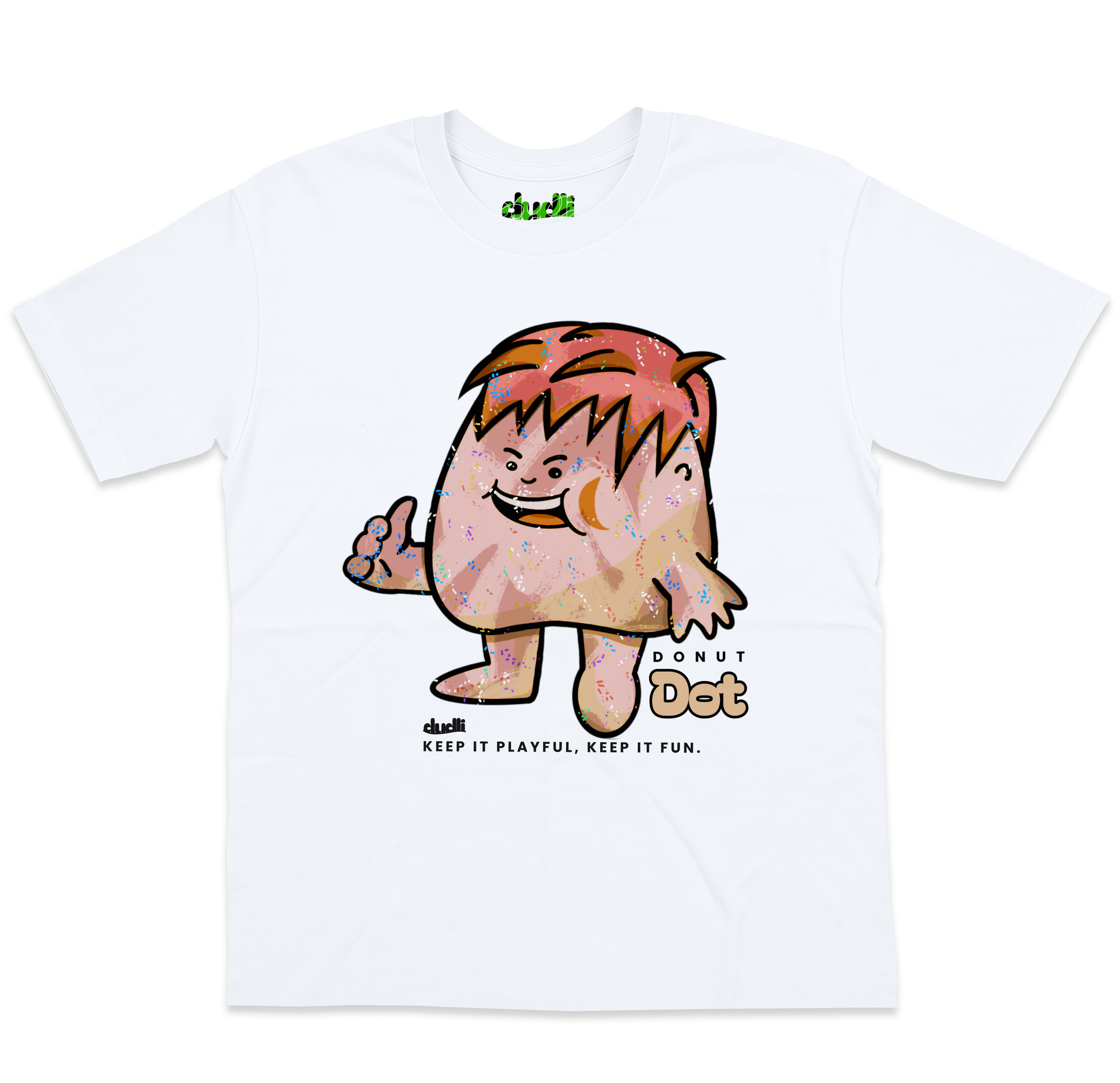 Dudli Playful Graphic Tshirts - Dot Lab - Donut Dot - White - oversized_fit