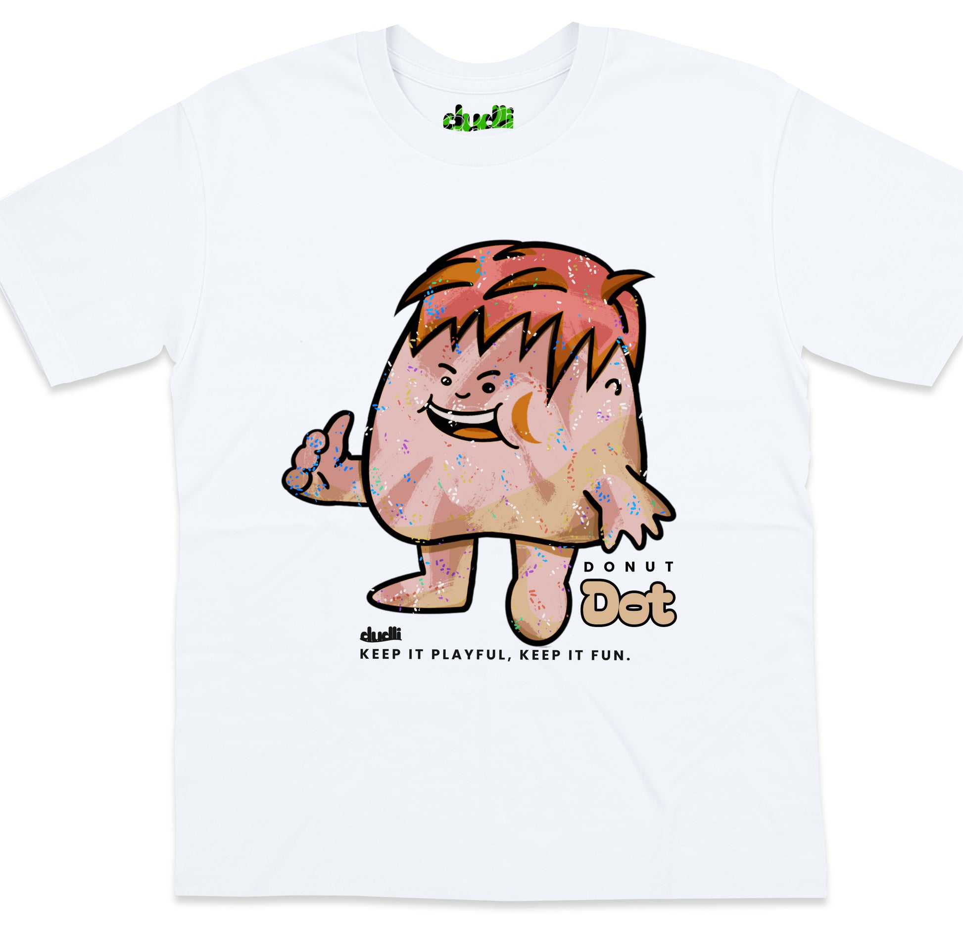Dudli Playful Graphic Tshirts - Dot Lab - Donut Dot - White - oversized_fit
