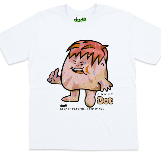 Dudli Playful Graphic Tshirts - Dot Lab - Donut Dot - White - oversized_fit