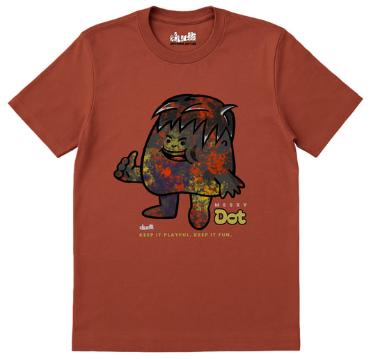 Dudli Playful Graphic Tshirts - Dot Lab Messy Dot - Brick - regular_fit