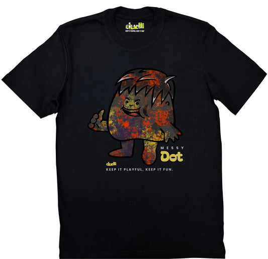 Dudli Playful Graphic Tshirts - Dot Lab Messy Dot - Black - regular_fit