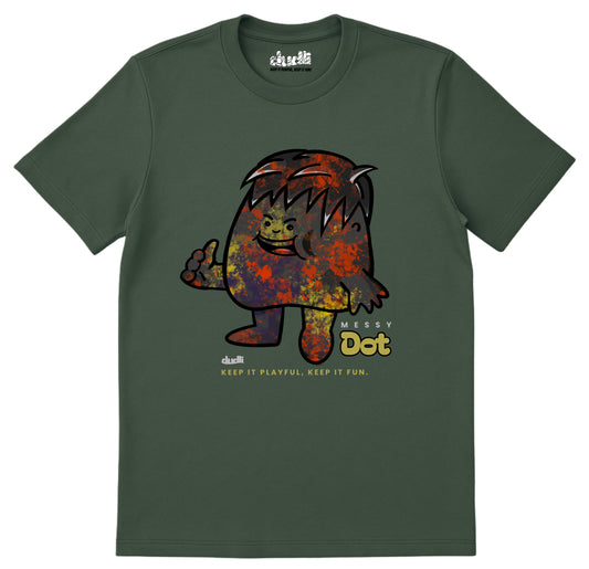 Dudli Playful Graphic Tshirts - Dot Lab Messy Dot - Moss - regular_fit