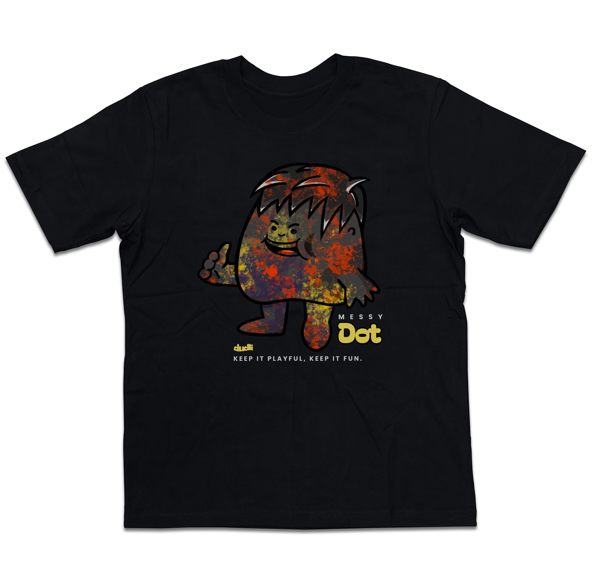 Dudli Playful Graphic Tshirts - Dot Lab Messy Dot - Black - oversized_fit